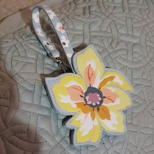 Vera Bradley Bag Charm/Luggage Tag In Floating Garden Yellow and Blue Flower